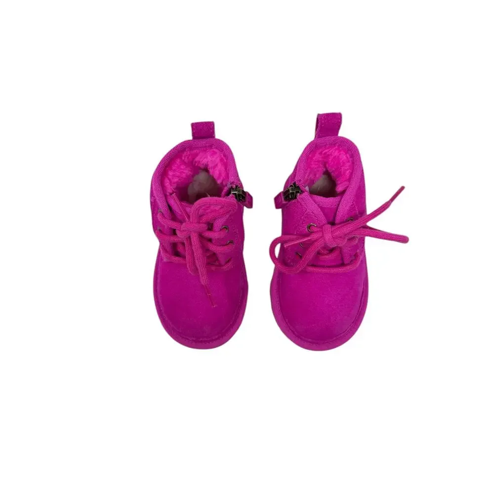 UGG Neumel II Toddler Boots Pink Fuchsia Suede Lace Up Zip Kids Size‎ 6